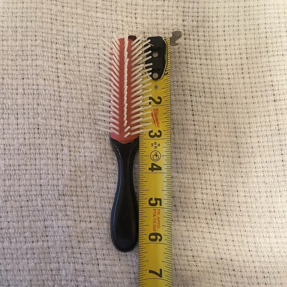 Vintage Hair Brush Flare Style Black HANDLE Ball Tip Bristles Curly Purse Travel